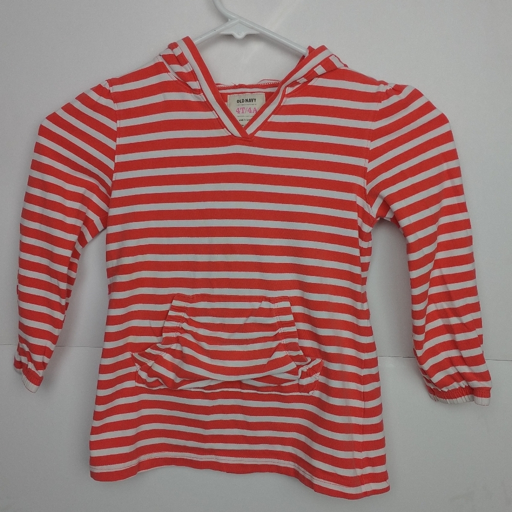 Old Navy Girls Hooded Tee long sleeve striped 4T